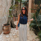 PODEROSA ECRU STRIPED PANTS