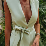 CRUSH CLUB MINT GREEN SLEEVELESS BLAZER