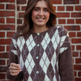 PHAEDRA ECRU/TAUPE ARGYLE CARDIGAN