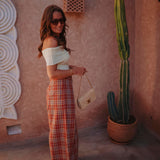 SALSABIL TERRACOTTA CHECKERED PANTS