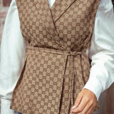 HAISLEY TAUPE SLEEVELESS BLAZER