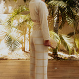 RIVIERA ECRU/LIGHT YELLOW STRIPED PANTS
