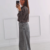 EMILIA BROWN/GREY STRIPED SWEATER