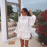 ESPIRITU ECRU RUFFLE DRESS