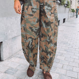 QUINLEY BROWN/KHAKI ARMY STUDS BALLOON PANTS