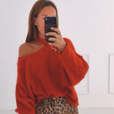FALL IS COMING RED CUT-OUT SWEATER