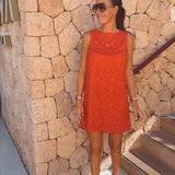 SANTA POLA RED FLOWER LACE DRESS
