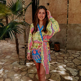 SIERRA BUTTER YELLOW/PINK BIRD DRESS