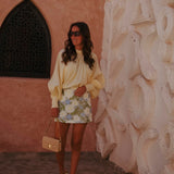 NAIMA WHITE/BLUE FLOWER SKIRT