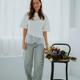 LIGHT BLUE RHINESTONE BALLOON JEANS A3349