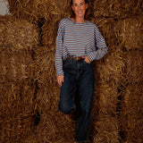 KAELINOR BROWN/BLUE STRIPED LONGSLEEVE SHIRT