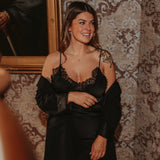 LIGHT UP THE SEASON BLACK ASYMMETRIC SATIN DRESS