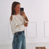 SOFIE ECRU CUT-OUT SWEATER