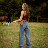AUBURN BROWN LACE ONE SHOULDER TOP