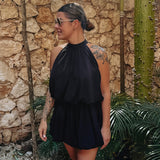 RAFAELA BLACK HALTER DRESS