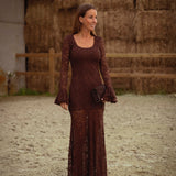 BRYNLEE BROWN MAXI LACE DRESS
