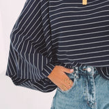 ANYA DARK BLUE STRIPED SWEATER