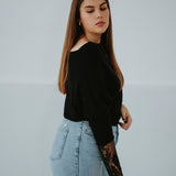 BRIA BLACK LACE SWEATER