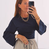 ANGELINA DARK BLUE LONGSLEEVE SHIRT