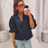 JULINA DARK BLUE BLOUSE