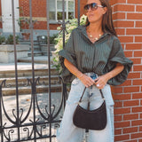 MABELINE KHAKI STRIPED BLOUSE