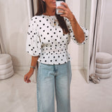 ROSANNE ECRU POLKADOTS BLOUSE