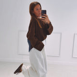ANNELIES CAMEL BROWN FRINGE SWEATER