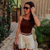 BRAVURA BEIGE BELT SHORT