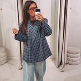 CHARLOTTE BLUE/BROWN CHECKERED  BLAZER