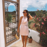 MIJAS LIGHT PINK LACE SATIN DRESS