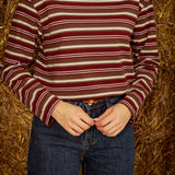 CADENCE BURGUNDY/BROWN STRIPED LONGSLEEVE SHIRT