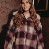 FUR YOUR WARDROBE BURGUNDY CHECKERED JACKET