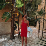 BESAME RED ONE SHOULDER DRESS
