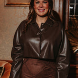 ICY NIGHT BROWN LEATHER BLOUSE