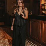 SECRET SHINE BLACK SEQUIN TOP