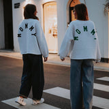 MOMMY GREY SWEATER - GREEN LETTERS