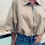 CLAY BEIGE ZIP JACKET BLOUSE