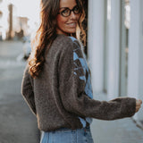 PHAEDRA LIGHT BLUE/TAUPE ARGYLE CARDIGAN