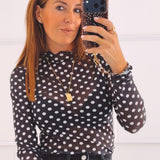 MIREYA BLACK POLKADOTS LONGSLEEVE SHIRT
