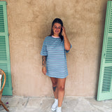 CORUNA BLUE STRIPED DRESS