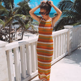 NUMA MULTICOLOR STRIPED CROCHET DRESS