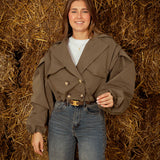 ELEANOR KHAKI CROPPED TRENCHCOAT