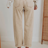 LIGHT BEIGE BALLOON JEANS 9137-11
