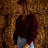 ELARA BURGUNDY KNIT SWEATER