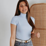 LUNA LIGHT BLUE SHORTSLEEVE TURTLENECK TOP