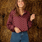 NATASHA BURGUNDY POLKADOTS BLOUSE
