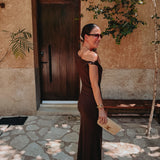 VERACRUZ BROWN ONE SHOULDER DRESS