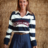 BROOKLYN BLUE/ECRU STRIPED POLO SHIRT