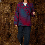 HELLO NOVEMBER DARK BLUE/RED CHECKERED BLAZER