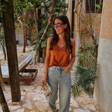 MELOSA TERRACOTTA SATIN PEARL TOP PRE-ORDER